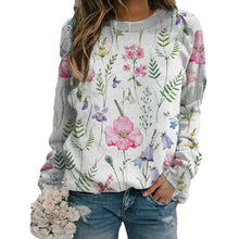 Load image into Gallery viewer, Floral Crew Neck Long Sleeves Sweatshirts