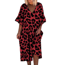 Load image into Gallery viewer, Leopard Print V-Neck Loose Dress