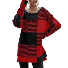 Load image into Gallery viewer, Plaid Contrast Knit Sweater