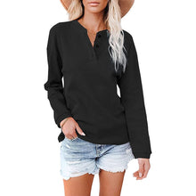 Load image into Gallery viewer, V-neck Solid Color Long-sleeved Top T-shirt