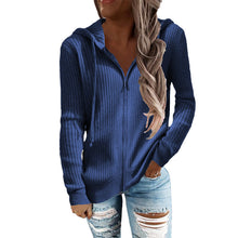 Load image into Gallery viewer, Stripe Casual Women's Hoodies Loose Knitwear Zipper Cardigan