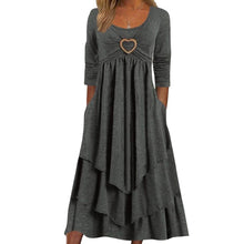 Load image into Gallery viewer, Plain Regular Fit Crew Neck Long Sleeve Casual Midi Dress