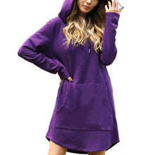 Load image into Gallery viewer, Solid Pocket Long-sleeved Hoody Dress