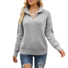 Load image into Gallery viewer, Knitted Long Sleeve Zip Sweater