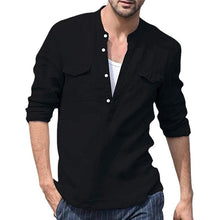 Load image into Gallery viewer, Men's Linen Casual Long Sleeve Solid Color Shirt