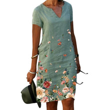 Load image into Gallery viewer, Floral Print Mid-Length V-Neck Dress