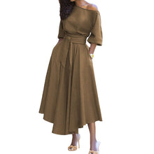 Load image into Gallery viewer, Curb Waist Temperament Solid Color Dress