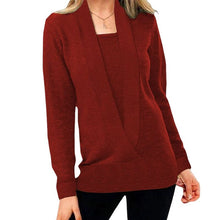 Load image into Gallery viewer, Women's V Neck Long Sleeve Knit Sweater