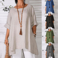 Load image into Gallery viewer, Ladies loose casual solid color long-sleeved T-shirt