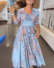 Load image into Gallery viewer, V-Neck Seven Sleeve Vacation Dress