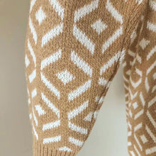 Load image into Gallery viewer, Color Block Plaid Knit V-Neck Cardigan