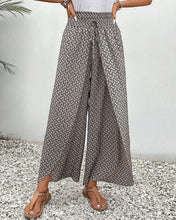 Load image into Gallery viewer, Geometric print elasticated drawstring wide-leg pants
