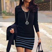 Load image into Gallery viewer, Crew Neck Long Sleeve Color Block Dress
