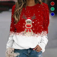 Load image into Gallery viewer, Snowflake Christmas Deer Print Crewneck Sweater