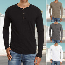 Load image into Gallery viewer, Henley Pullover Long Sleeve T-Shirt