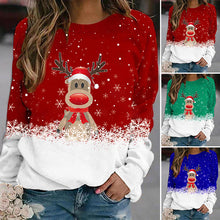 Load image into Gallery viewer, Snowflake Christmas Deer Print Crewneck Sweater