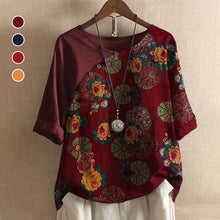 Load image into Gallery viewer, Women's Button Short Sleeve Floral Print T-Shirt