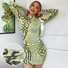 Load image into Gallery viewer, Long Sleeve High Waist Casual Dress