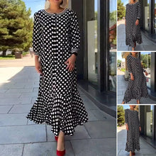 Load image into Gallery viewer, Polka Dot Long Sleeve Long Dress