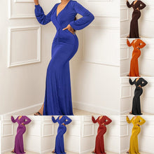 Load image into Gallery viewer, Solid Color Long Sleeve Dress