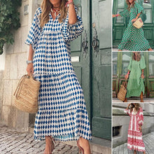 Load image into Gallery viewer, Boho Puff Sleeve Maxi Loose Dress