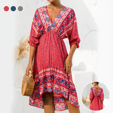 Load image into Gallery viewer, V Neck Open Back Irregular Dress