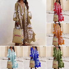 Load image into Gallery viewer, V-Neck Long Sleeve Printed Loose Dress