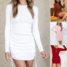 Load image into Gallery viewer, Side Drawstring Crew Neck Dress