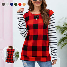 Load image into Gallery viewer, Plaid Stripe Crew Neck Sweatshirt