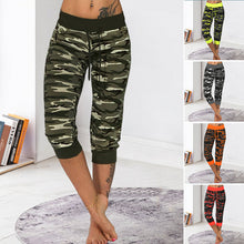 Load image into Gallery viewer, Camo Print Drawstring Capris Pants