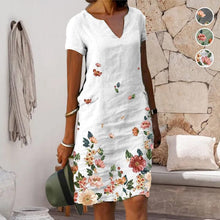Load image into Gallery viewer, Floral Print Mid-Length V-Neck Dress