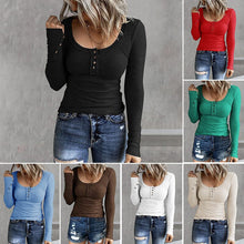 Load image into Gallery viewer, V-Neck Button Long Sleeve Tank Top