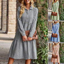 Load image into Gallery viewer, Check Swing Long Sleeve Dress