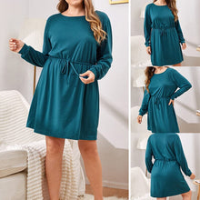 Load image into Gallery viewer, Crew Neck Drawstring Dress
