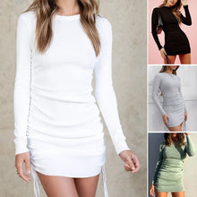 Load image into Gallery viewer, Side Drawstring Crew Neck Dress