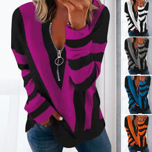 Load image into Gallery viewer, Zip V-neck Long Sleeve T-Shirt
