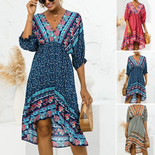 Load image into Gallery viewer, V Neck Open Back Irregular Dress