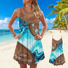Load image into Gallery viewer, Zipper Print Spaghetti Strap Dress