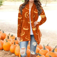 Load image into Gallery viewer, Halloween Printed Long Sleeve Knitted Cardigan