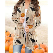 Load image into Gallery viewer, Halloween Printed Long Sleeve Knitted Cardigan