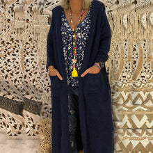 Load image into Gallery viewer, Hooded Knitted Long Cardigan Outwear