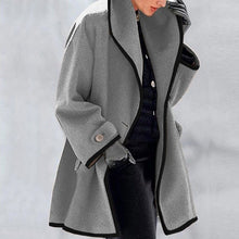 Load image into Gallery viewer, Hooded Color Block Woolen Coat