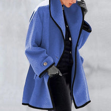 Load image into Gallery viewer, Hooded Color Block Woolen Coat