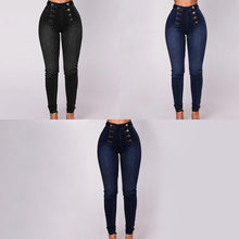 Load image into Gallery viewer, Double Breasted High Waist Skinny Jeans