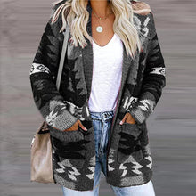 Load image into Gallery viewer, Loose Halloween Print Pocket Cardigan Sweater