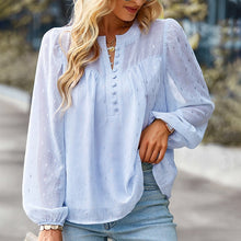 Load image into Gallery viewer, Polka Dot Chiffon Long Sleeve Shirt