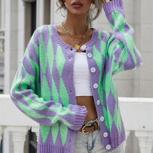 Load image into Gallery viewer, Print Crown Neck Knit Cardigan Outwear