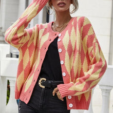 Load image into Gallery viewer, Print Crown Neck Knit Cardigan Outwear