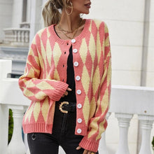 Load image into Gallery viewer, Print Crown Neck Knit Cardigan Outwear