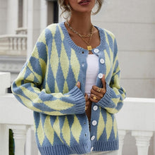 Load image into Gallery viewer, Print Crown Neck Knit Cardigan Outwear